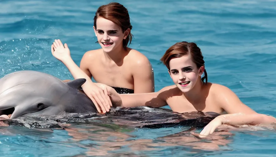 Image similar to emma watson Swim with Dolphins