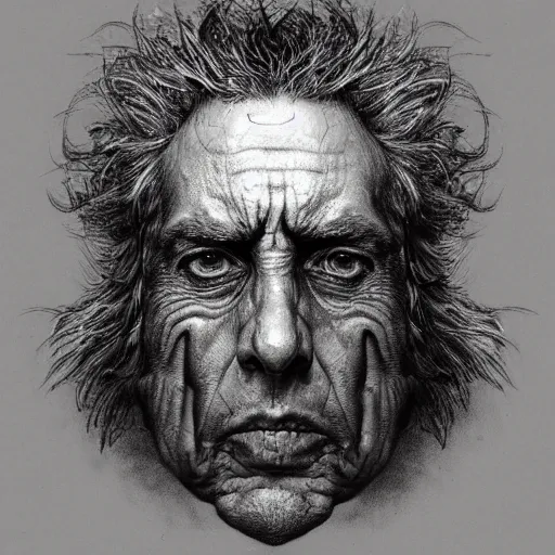 Image similar to logo profile photo of rick sanchez by beksinski, mc escher tesselation, artstation