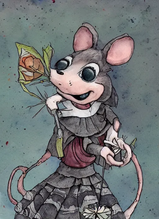 Prompt: a watercolor ink painting of the selfless female anthropomorphic mouse midwife. her wardrobe is complicated trending on artstation deviantart pinterest furaffinity hyper detailed photorealistic highlights and shadow hd 8 k post - processing high resolution