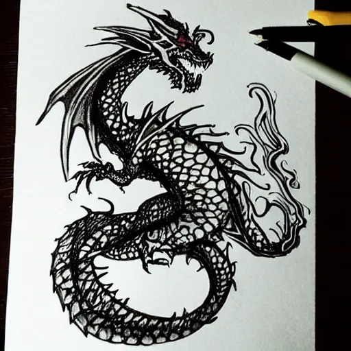 Image similar to “fire breathing dragon, stick figure drawing”