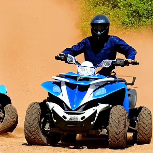 Image similar to a guy quad biking having an accident