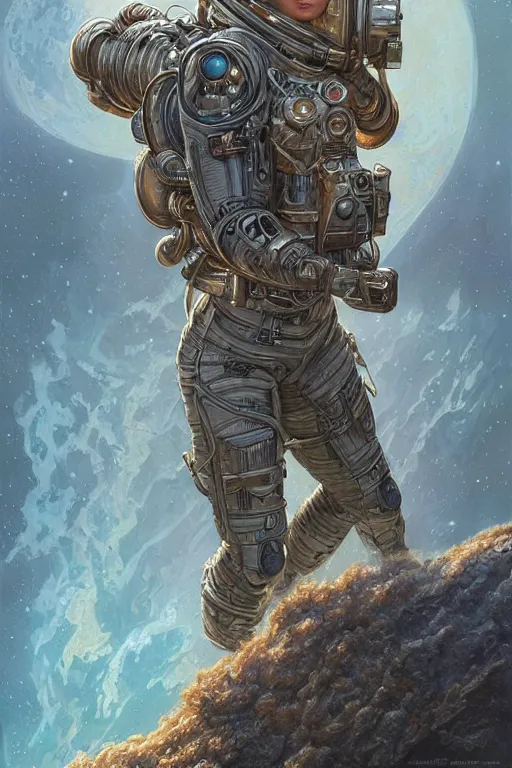 Image similar to alien planet, astronaut Amy Adams as a ruggedly handsome hero, intricate, elegant, highly detailed, centered, digital painting, artstation, concept art, smooth, sharp focus, illustration, art by artgerm and donato giancola and Joseph Christian Leyendecker, WLOP