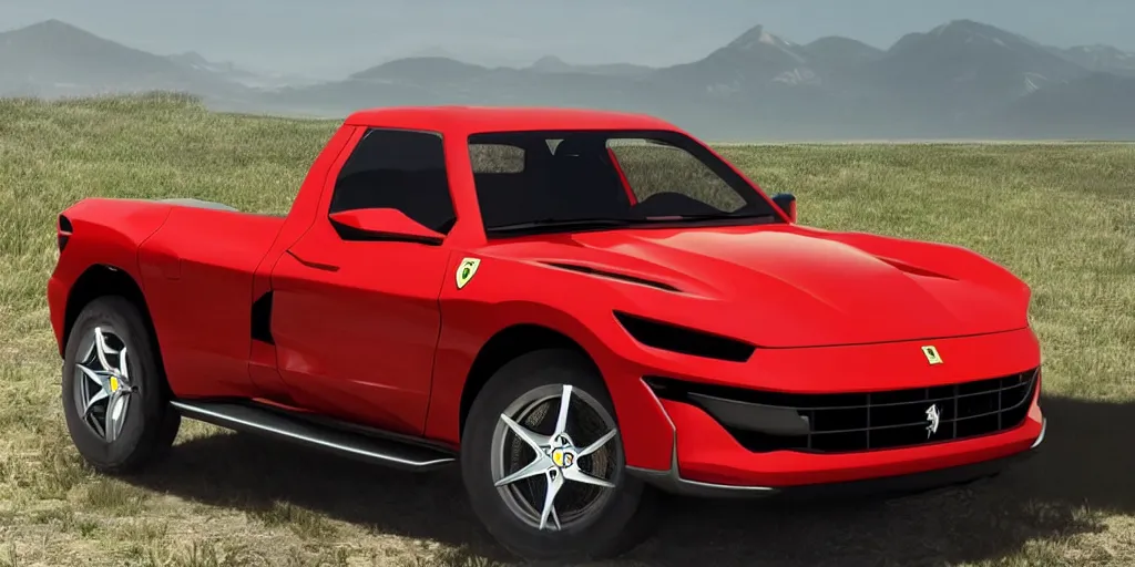 Image similar to “2022 Ferrari Pickup Truck, ultra realistic, 4K”