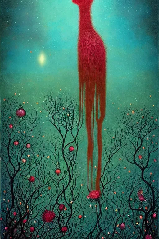 Image similar to surreal hybrid animals, nostalgia for a fairytale, magic realism, flowerpunk, mysterious, vivid colors, by andy kehoe