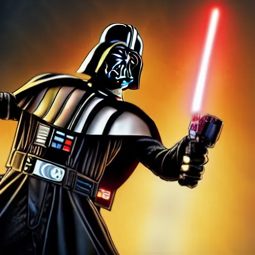 Prompt: Darth Vader with the Infinity Gauntlet