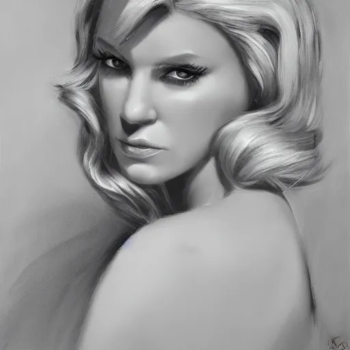 Image similar to portrait of a blonde femme fatale by Glen Orbik, - H 896