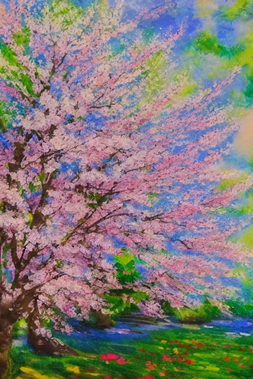 Prompt: Hanami flowers in impressionism style