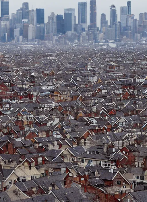 Image similar to a hundred rooftops stretch across a crowded skyline in relentless melt