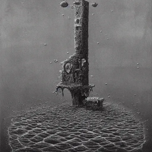 Image similar to dessicated spongebob rotting at the bottom of the sea beksinski