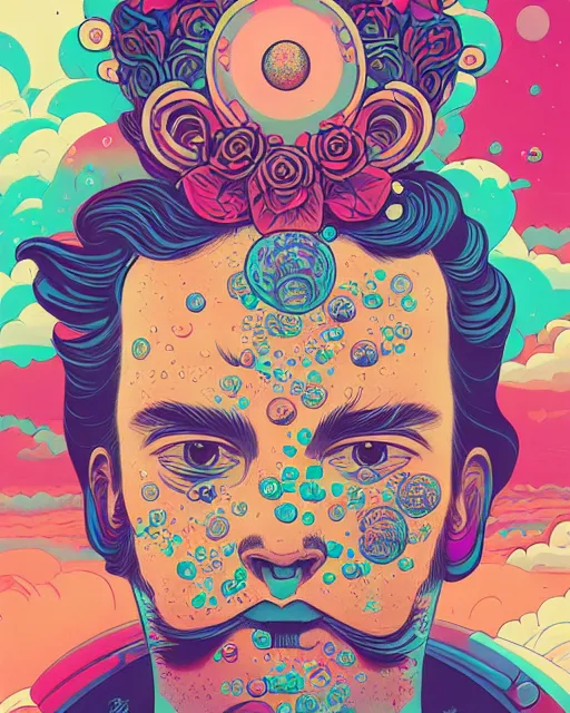 Prompt: flowery face tattoos, by petros afshar, ross tran, peter mohrbacher, tom whalen, underwater bubbly psychedelic clouds