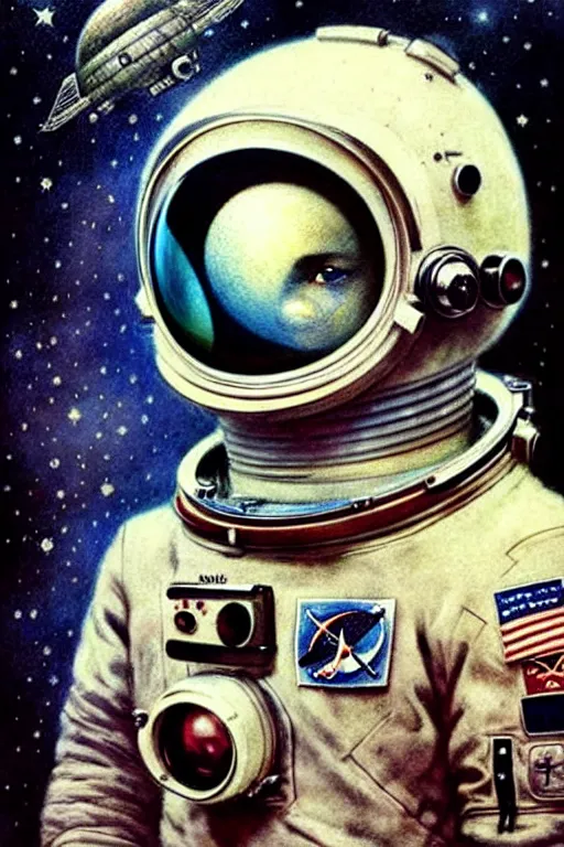 Image similar to (((((1950s cosmonaut. muted colors.))))) by Jean-Baptiste Monge !!!!!!!!!!!!!!!!!!!!!!!!!!!