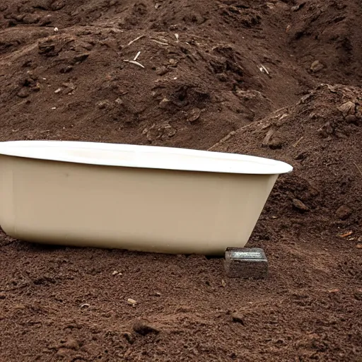 Prompt: brown tub made of dirt