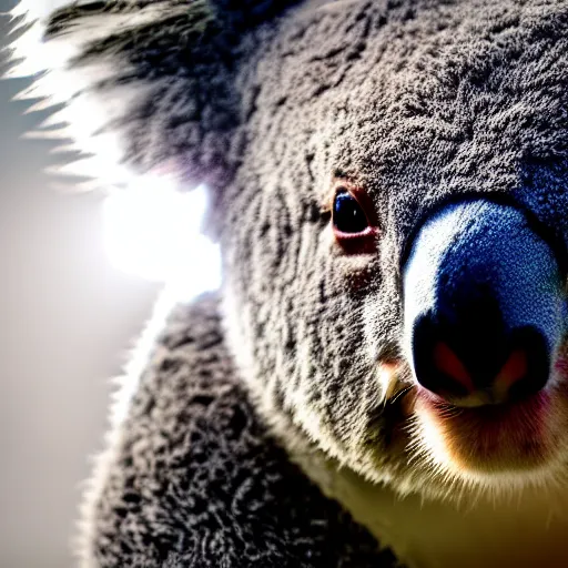 Prompt: epic closeup cinematic still of koala ninja, 8 k backlit, rim lighting, dramatic lighting, beautiful composition badass aesthetic