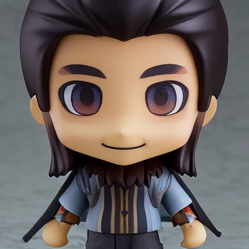 Image similar to line drawing of face detailing wizard in the style of matte painting nendoroid and chibi, eyes in the style of nendoroid, middle close up