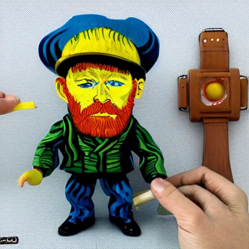 Image similar to van gogh, stop motion vinyl action figure, plastic, toy, butcher billy style