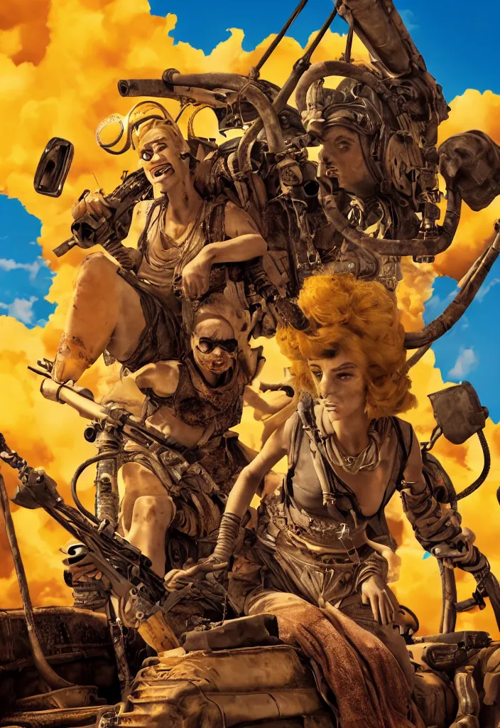 Image similar to Lisa Simpson in Fury Road movie poster, borderlands 4k render