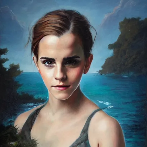 Prompt: a portrait of emma watson in a scenic environment by mohrbacher peter