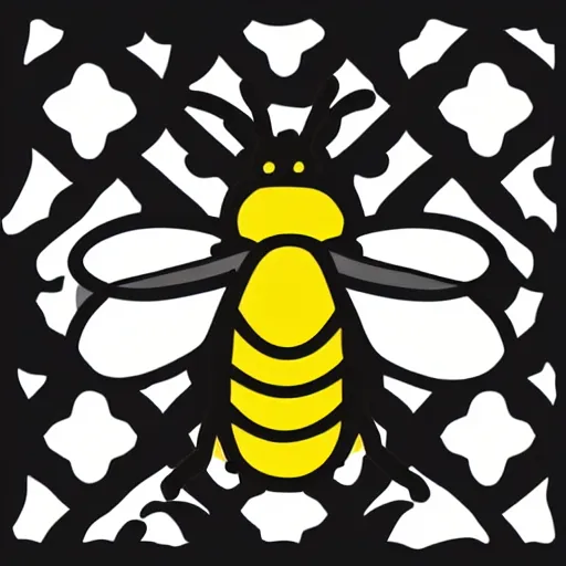 Image similar to bee icon image, black and white, bold lines artistic