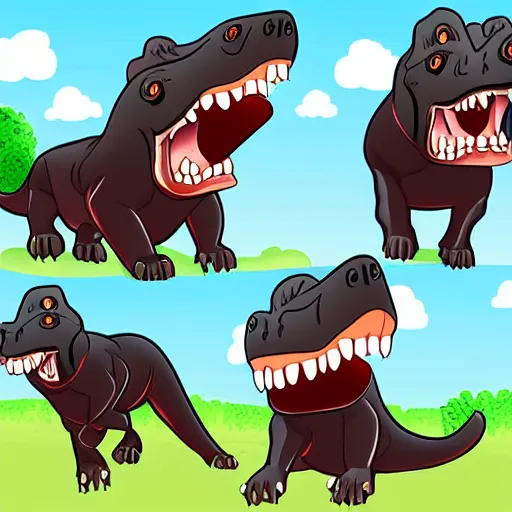Image similar to Rottweiler dinosaur chimera, cartoon