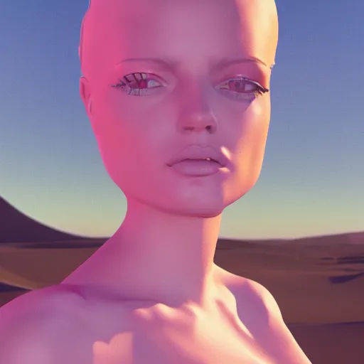 Prompt: innovative avant-garde art, deco fashion, british women, wearing pink, highly detailed, photorealistic portrait, serene desert setting, golden hour, crisp quality and light reflections, unreal engine 5 quality render