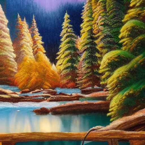 Prompt: bob ross painting, extreme realism, extremely detailed oil painting, highly detailed, abstract, 1 9 2 0's colored pencil art style, deep aesthetic, 8 k, highly ornate intricate details, cinematic lighting, rich colors, digital artwork, beautiful scenic view, ray tracing, hyperrealistic, photorealistic, cinematic landscape, trending on artstation, concept art,