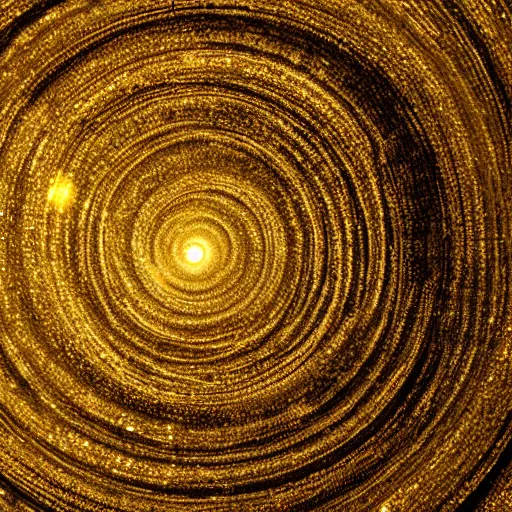 Prompt: golden rings circling the earth, highly detailed photograph