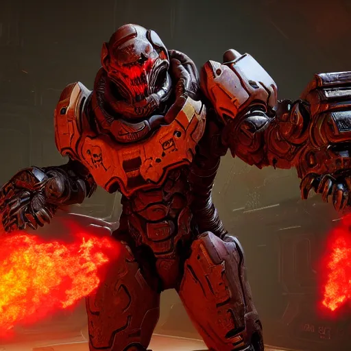 Image similar to doom slayer from doom eternal, photography