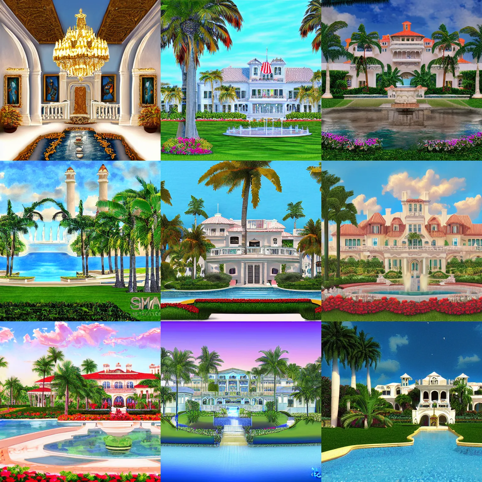 Prompt: mar-a-lago estate digital art rendering