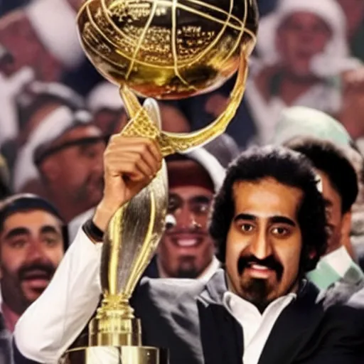 Image similar to photo of osama bin laden lifting nba larry o'brien trophy, boston celtics