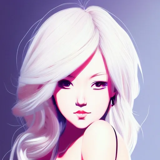 Image similar to Ann Takamaki, platinum blonde hair, anime, elegant, 2d, ultra highly detailed, digital painting, smooth, sharp focus, artstation, pixiv, art by Ina Wong, art by Ilya Kuvshinov