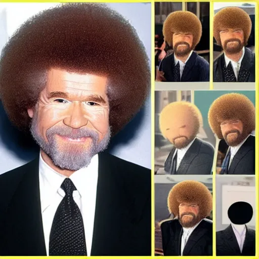 Prompt: bob ross different hair styles details by bob ross