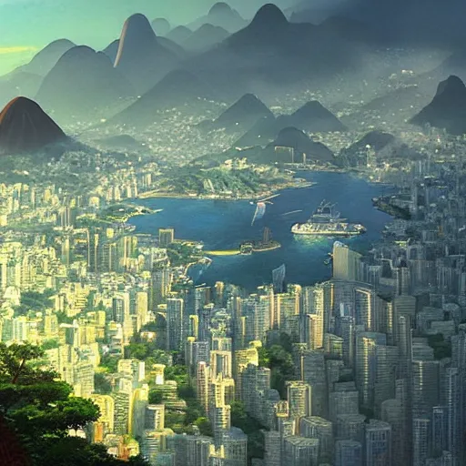 Prompt: Rio de Janeiro, by Dice Tsutsumi, Makoto Shinkai, Studio Ghibli