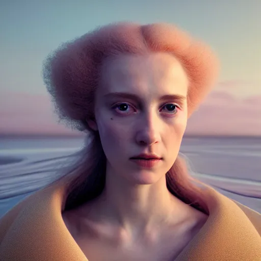 Image similar to photographic portrait of a stunningly beautiful english renaissance female in soft dreamy light at sunset, beside the sea, soft focus, contemporary fashion shoot, in a denis villeneuve and tim burton movie, by edward robert hughes, annie leibovitz and steve mccurry, david lazar, jimmy nelsson, extremely detailed, breathtaking, hyperrealistic, perfect face, octane render