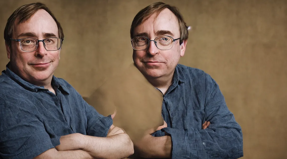 Image similar to portrait of Linus Torvalds taked by Steve McCurry