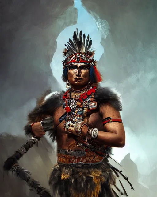 Prompt: Aztec warrior, strong, portrait, intricate, detailed, feathers, volumetric lighting, scenery, digital painting, highly detailed, artstation, sharp focus, illustration, concept art, ruan jia, steve mccurry