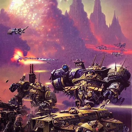 Prompt: warhammer 4 0 k battle by bruce pennington