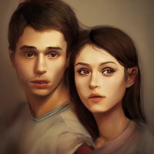 Image similar to portrait of a young couple by the best artists on artstation