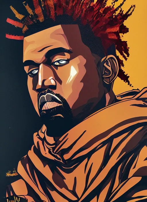 Prompt: kanye west manga cover, detailed, intricate colors, artstation trending, akira