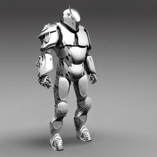 Image similar to Mechanical armour, white, Muscular, godly, unreal engine 5, bright light, full body, metal, male, HD 8K, energy