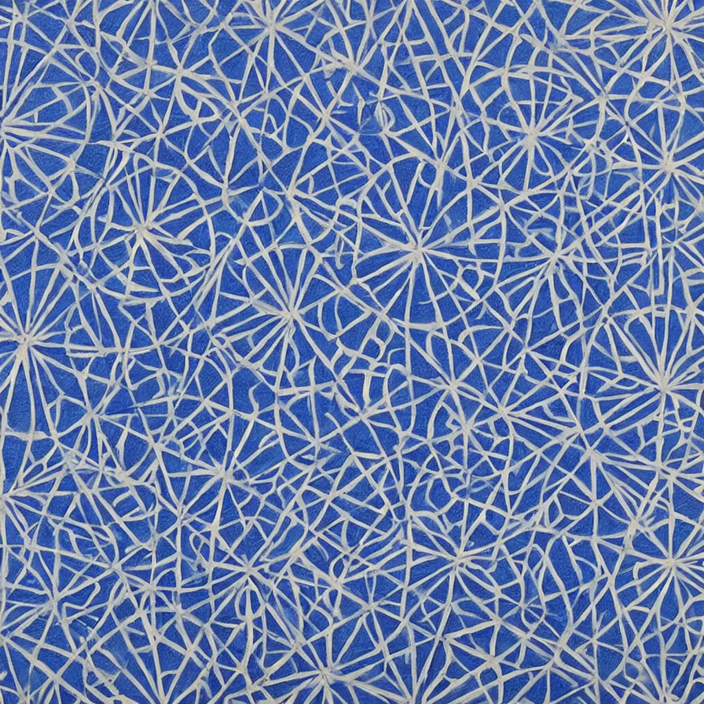 Prompt: a impasto oil painting of beautiful, symmetric indian pattern, blue! and white colors, ultra high details, symmetry, large hexagonal shapes