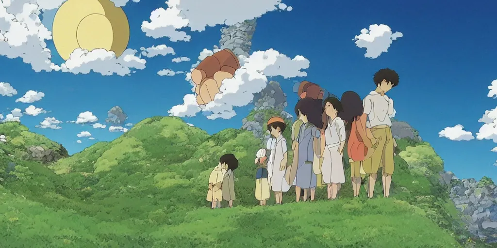 Image similar to The birth of all creation, super wide angle, by Studio Ghibli