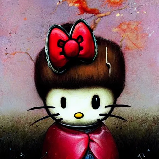 Image similar to Hello Kitty, artwork by Esao Andrews,