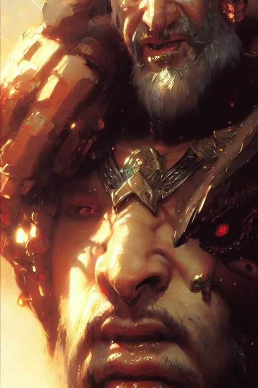 Image similar to extreme close up baron rivendare portrait dnd, painting by gaston bussiere, craig mullins, greg rutkowski, yoji shinkawa