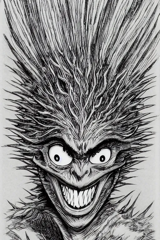 Image similar to thistle monster drawn in kentaro miura art style