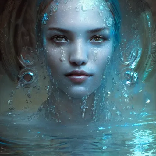 Image similar to a beautiful portrait of a water goddess with transparent skin by Greg Rutkowski and Raymond Swanland, Trending on Artstation, ultra realistic digital art