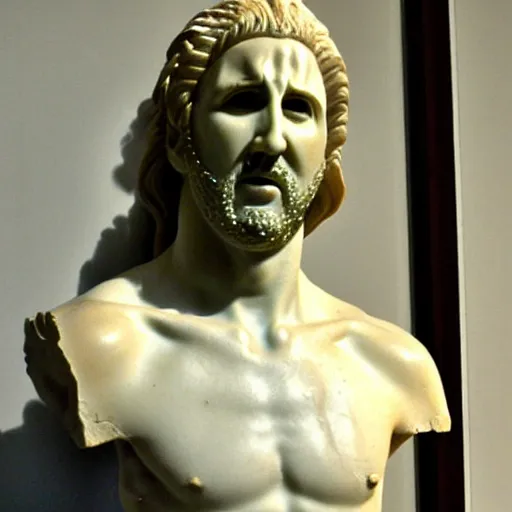 Image similar to nicolas cage as a greek marble statue