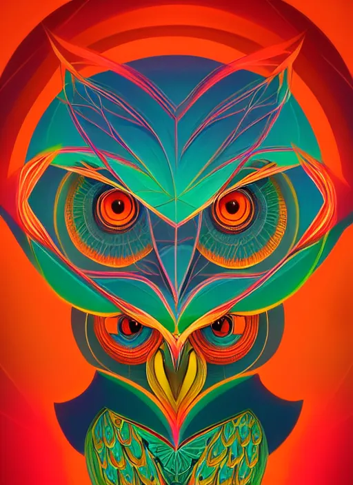 Image similar to symmetry!! product render poster vivid colors divine proportion owl, divine, glowing fog intricate, elegant, highly detailed, digital painting, artstation, concept art, smooth, sharp focus, illustration,