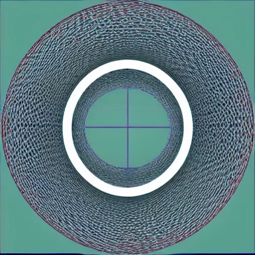 Image similar to large circle encircled by hundreds of smaller circles, coherent, bohr model of an atom