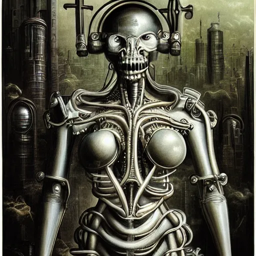 Image similar to the blasphemous caricature of the human body, cyborg, hyperealistic detailed photography, divinity, awful, religious art, cyberpunk, by h. r. giger