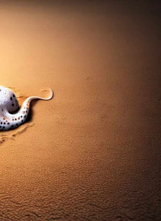 Image similar to realistic detailed image of a white-spotted octopus sand-writing a list of names at night, cinematic, hyper realism, high detail, octane render, unreal engine, 8k, extremely detailed, 8k.